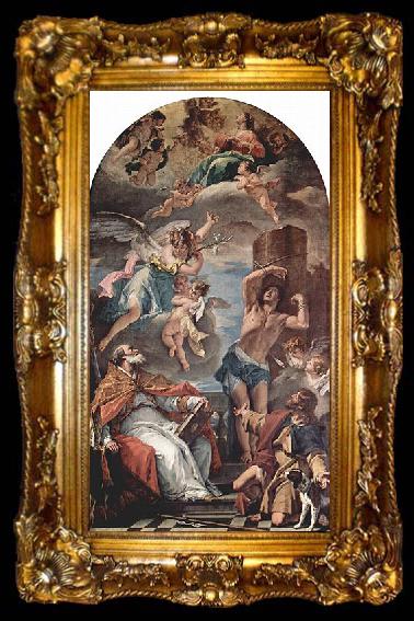 framed  Sebastiano Ricci Maria in Gloria mit Erzengel Gabriel und Hl. Eusebius, Hl. Sebastian und Hl. Rochus, ta009-2